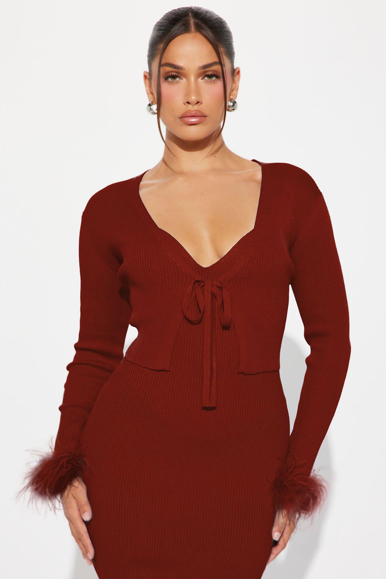 Dianne Sweater Midi Dress Set - Cognac Product Image