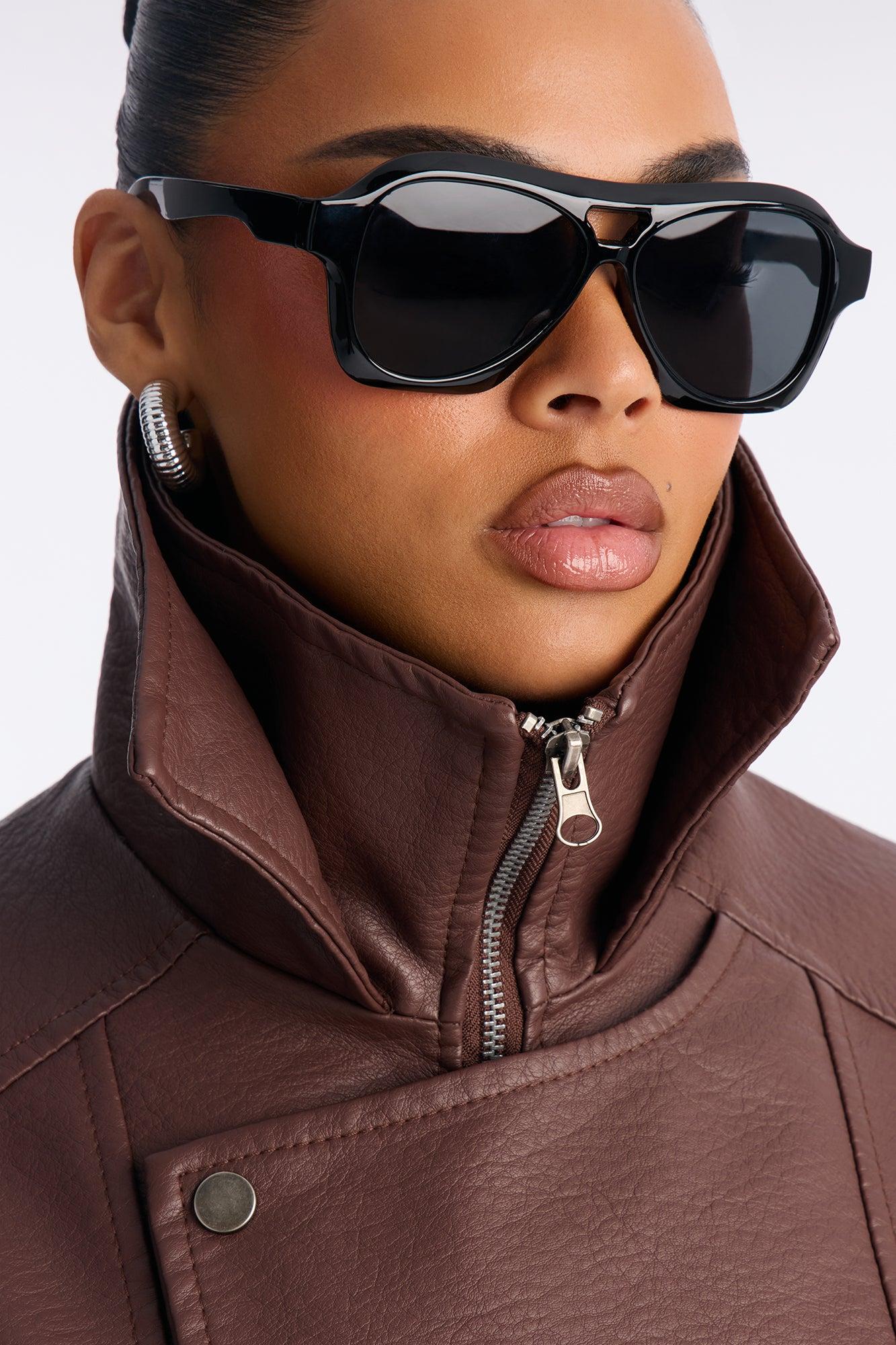 Harlem Faux Leather Moto Jacket - Brown Female Product Image