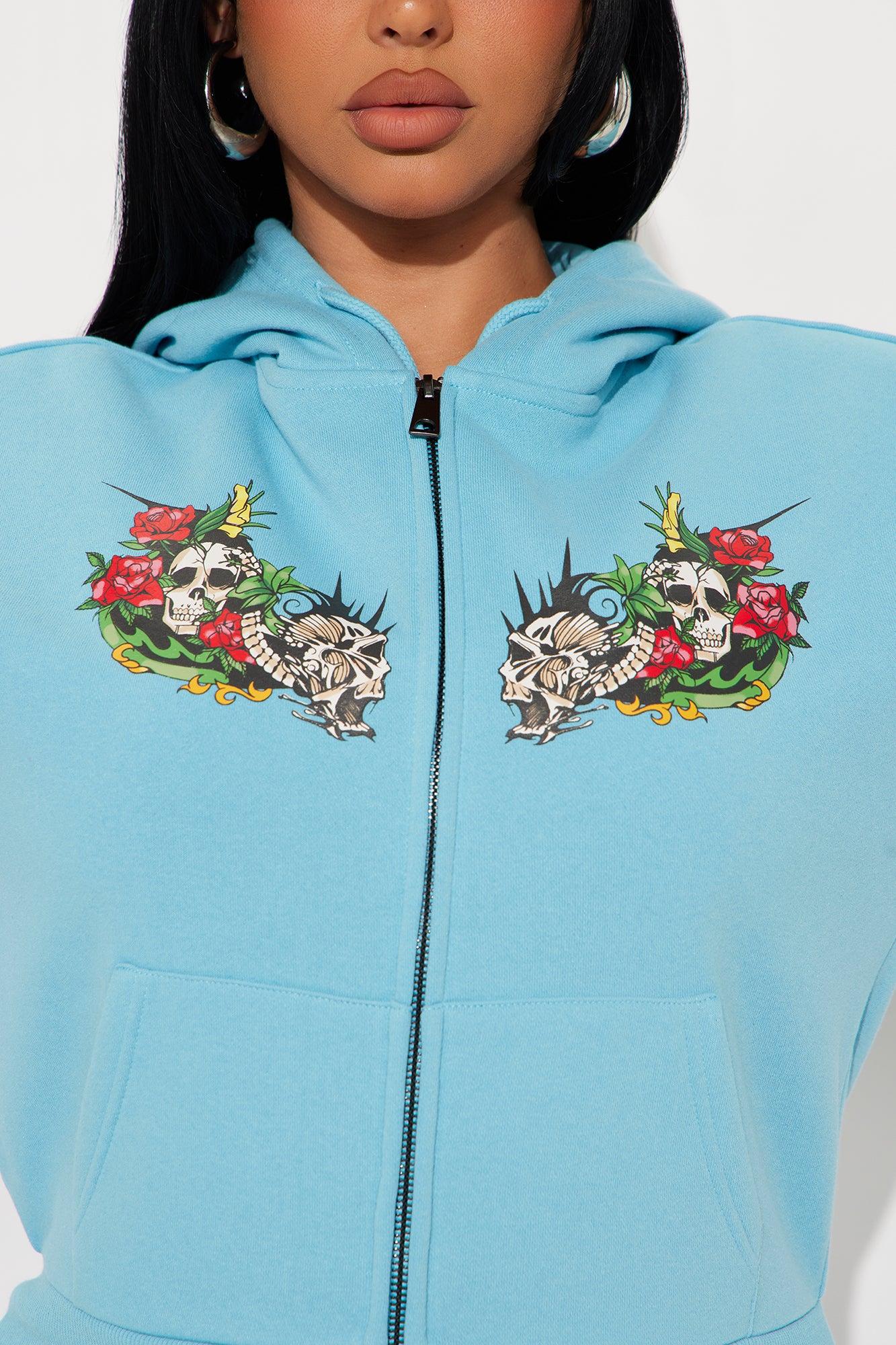 Von Dutch Skull Oasis Zip Up Hoodie - Blue/combo Product Image