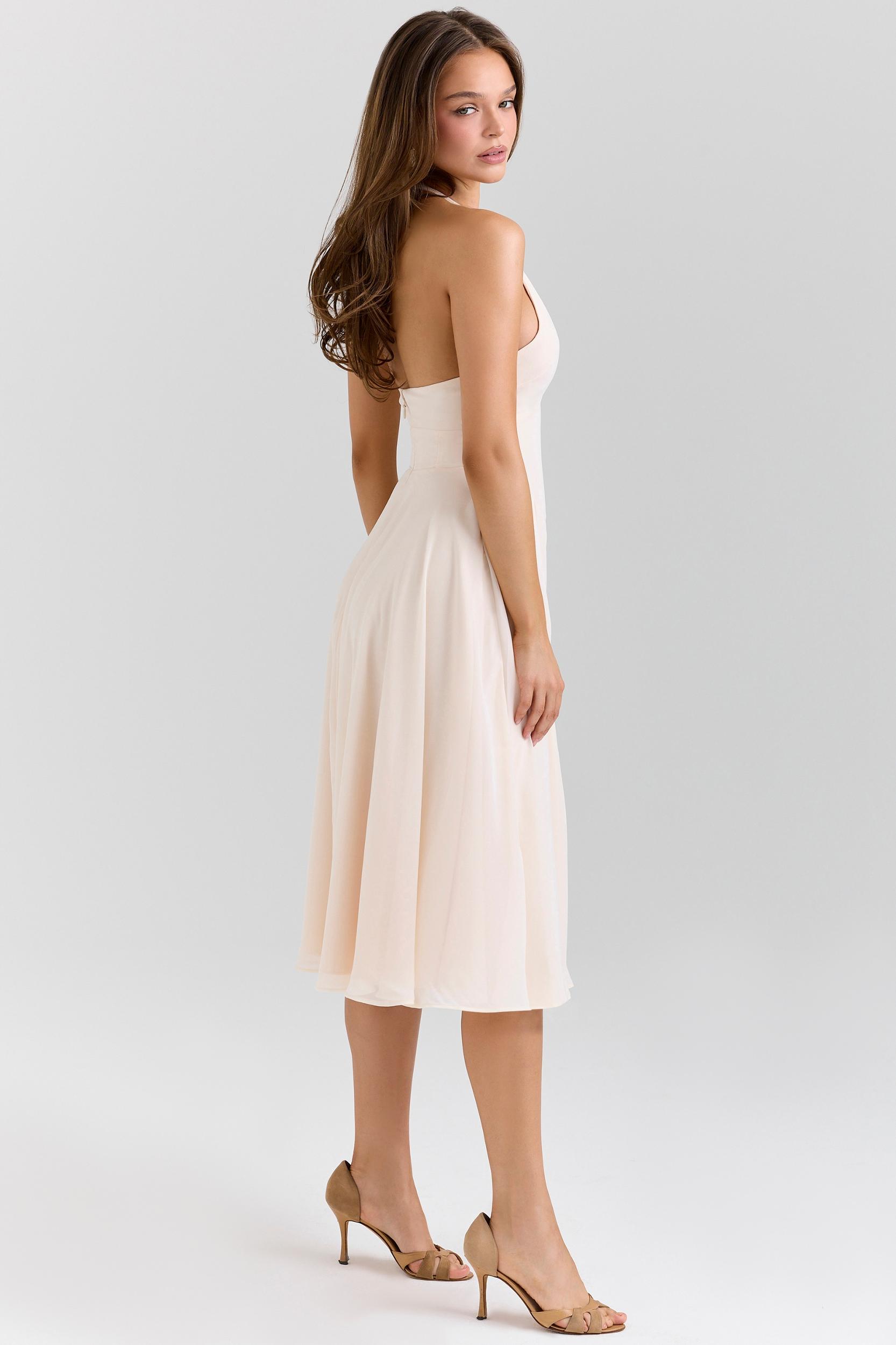 Solada  vintage cream georgette halter sundress Product Image