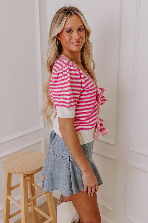 Sweetest Smile Stripe Knit Top in Pink Product Image