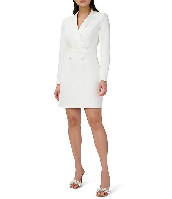 Adrianna Papell Stretch V-Neck Long Sleeve Blazer Dress Product Image