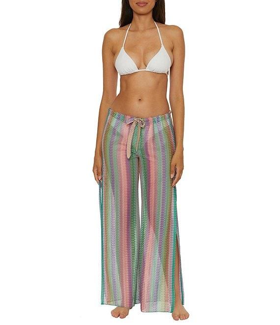 Becca By Rebecca Virtue Jacquard Crochet Knit Drawstring Waist Wide Leg Pull-On Swim Cover-Up Pants Product Image
