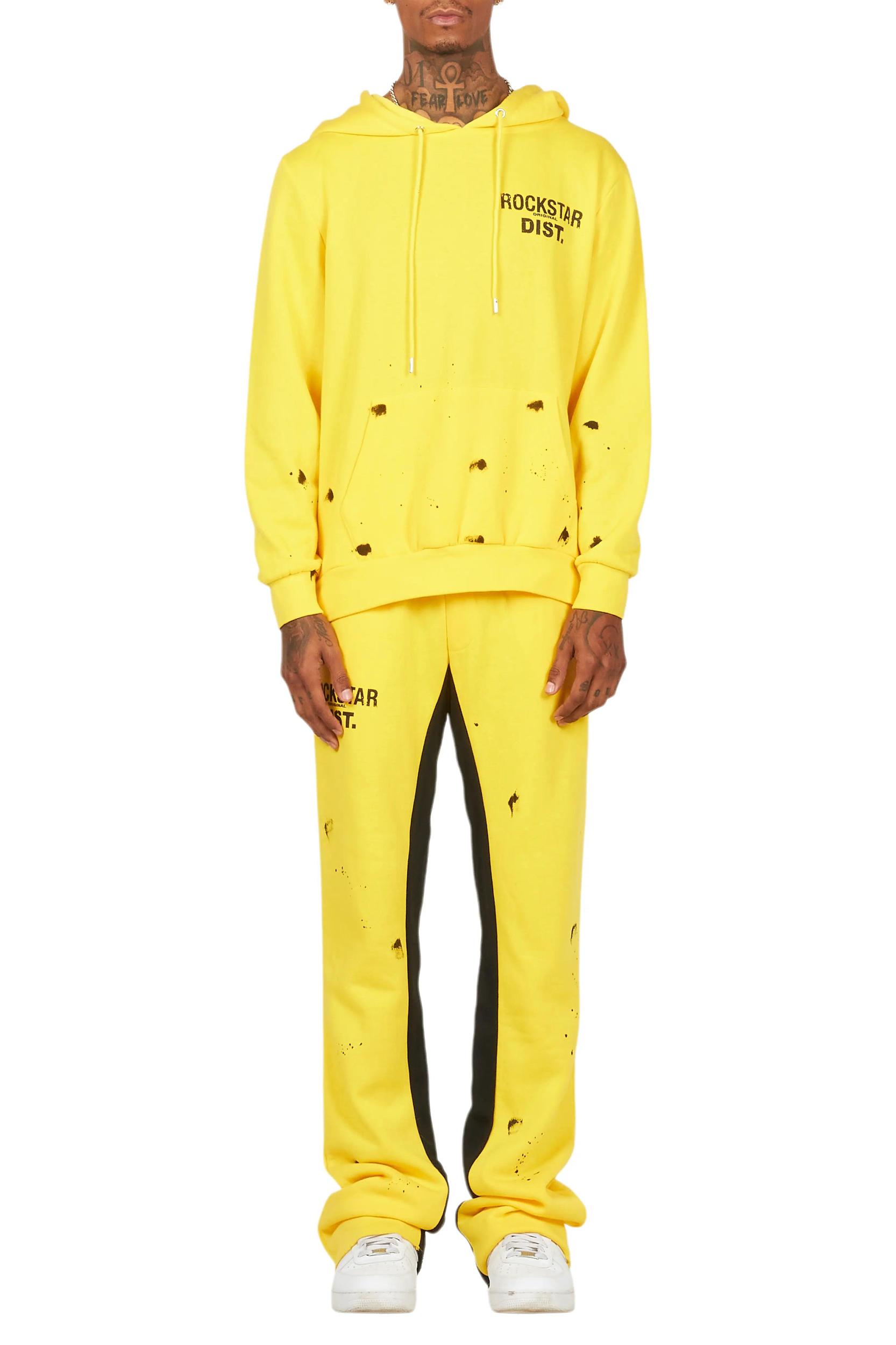 Raffer Yellow Hoodie Baggy Fit Pant Track Set Male Product Image