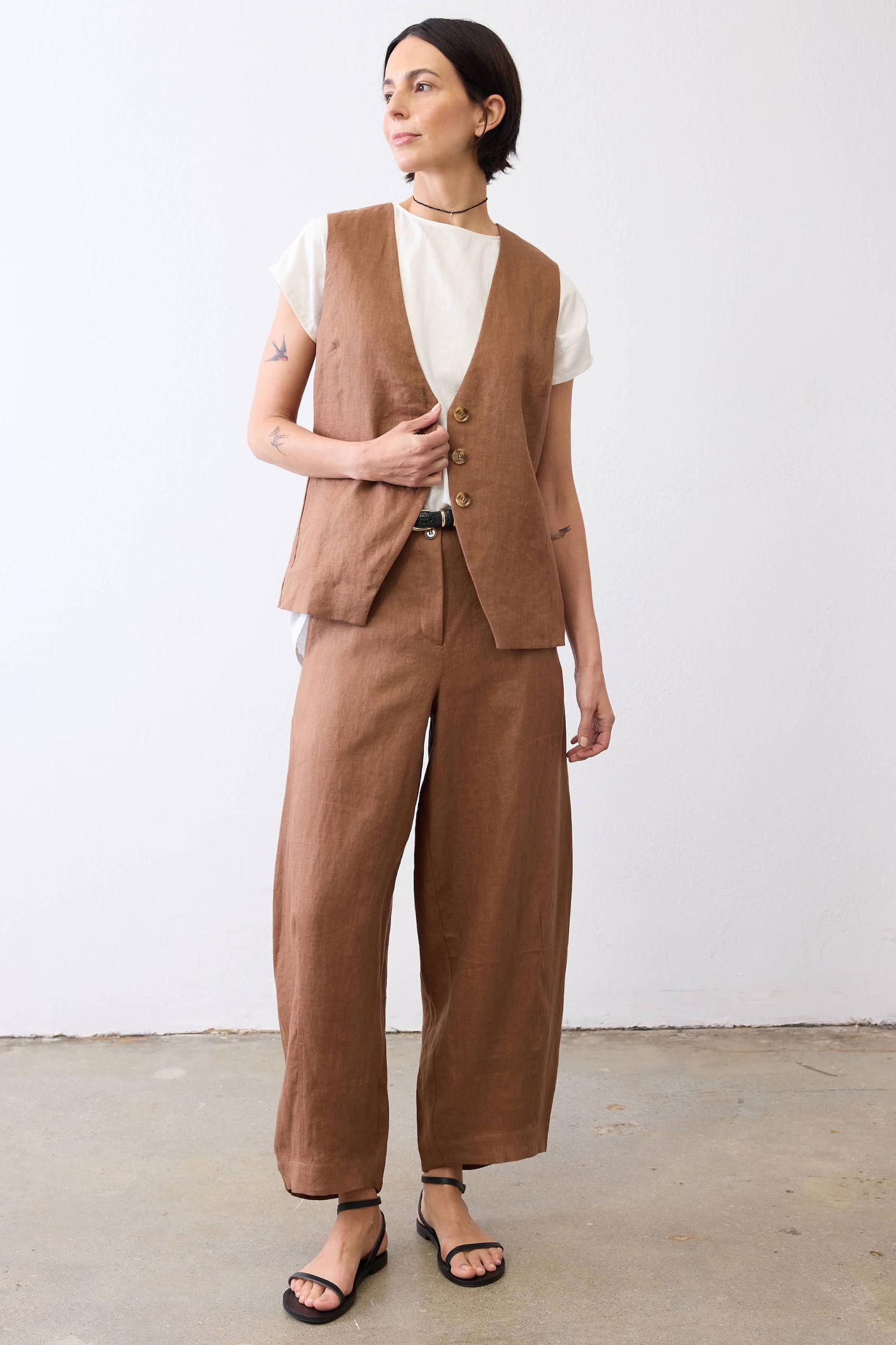 The Linen Button Vest Product Image