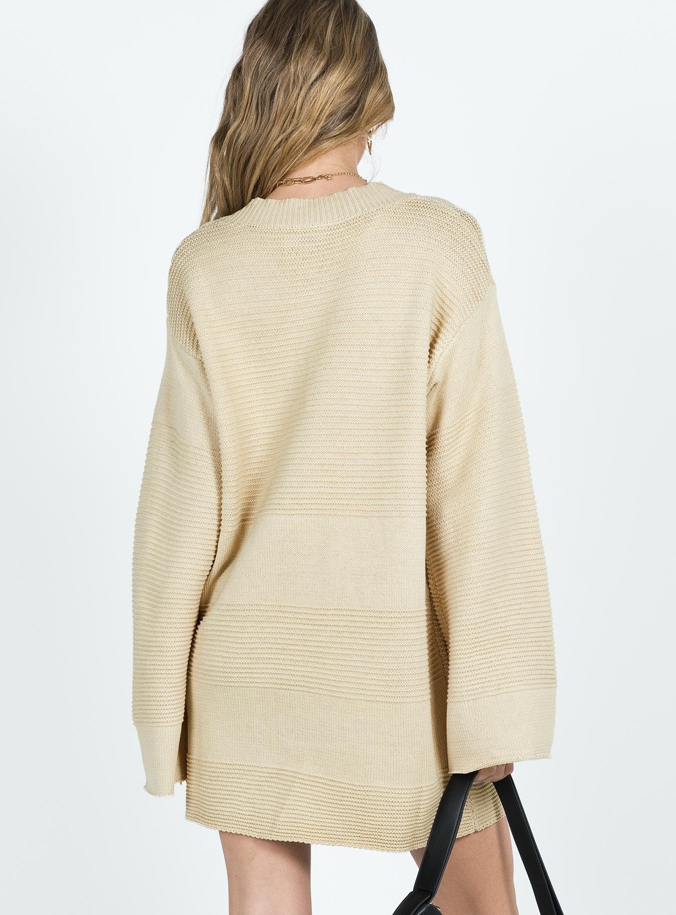 Cheyenne Knit Sweater Dress Beige Product Image
