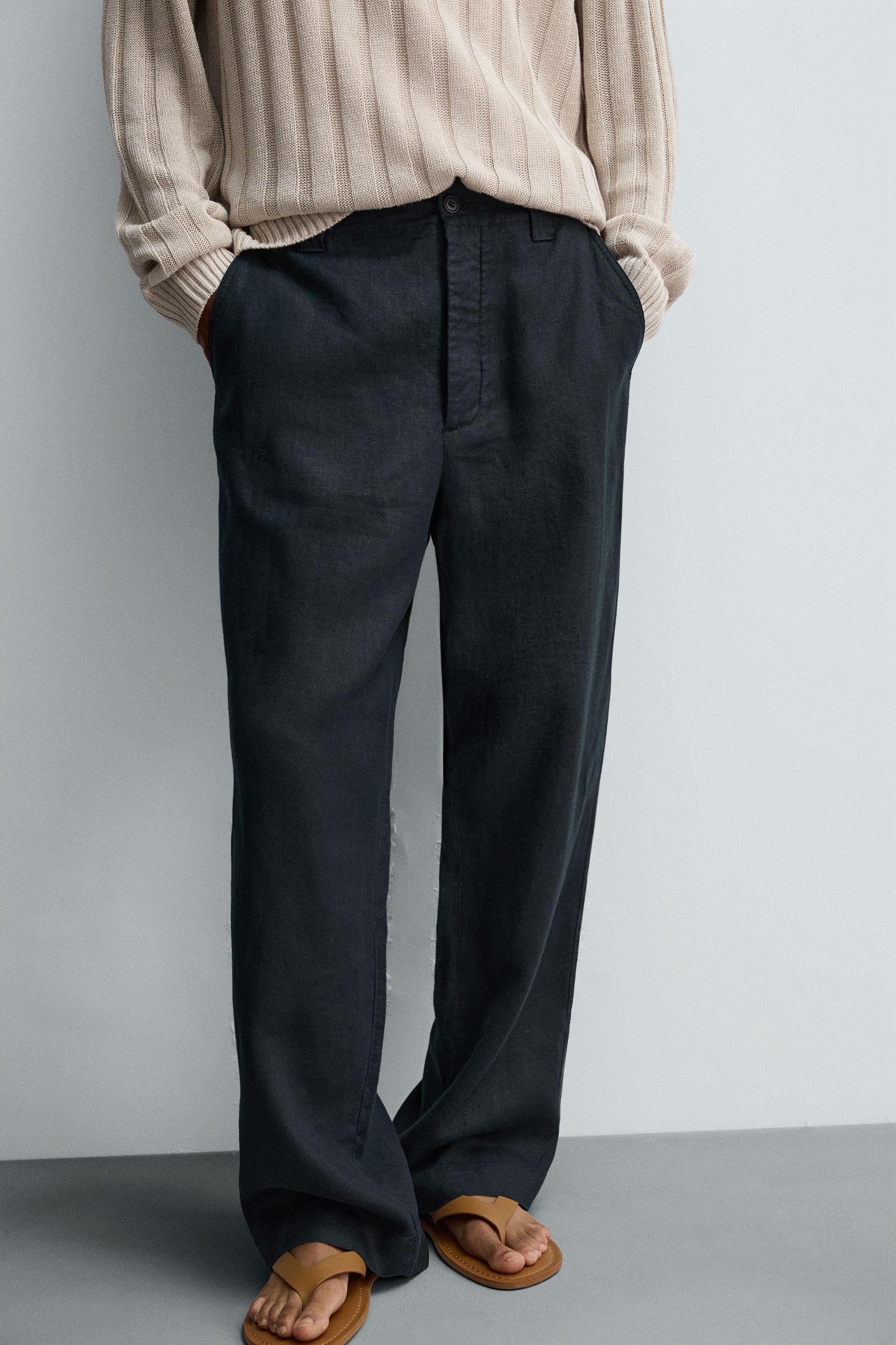 STRAIGHT FIT 100% LINEN PANTS Product Image