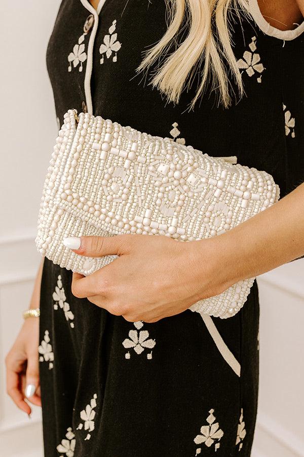 Vacay Mode Embellished Purse in White Product Image
