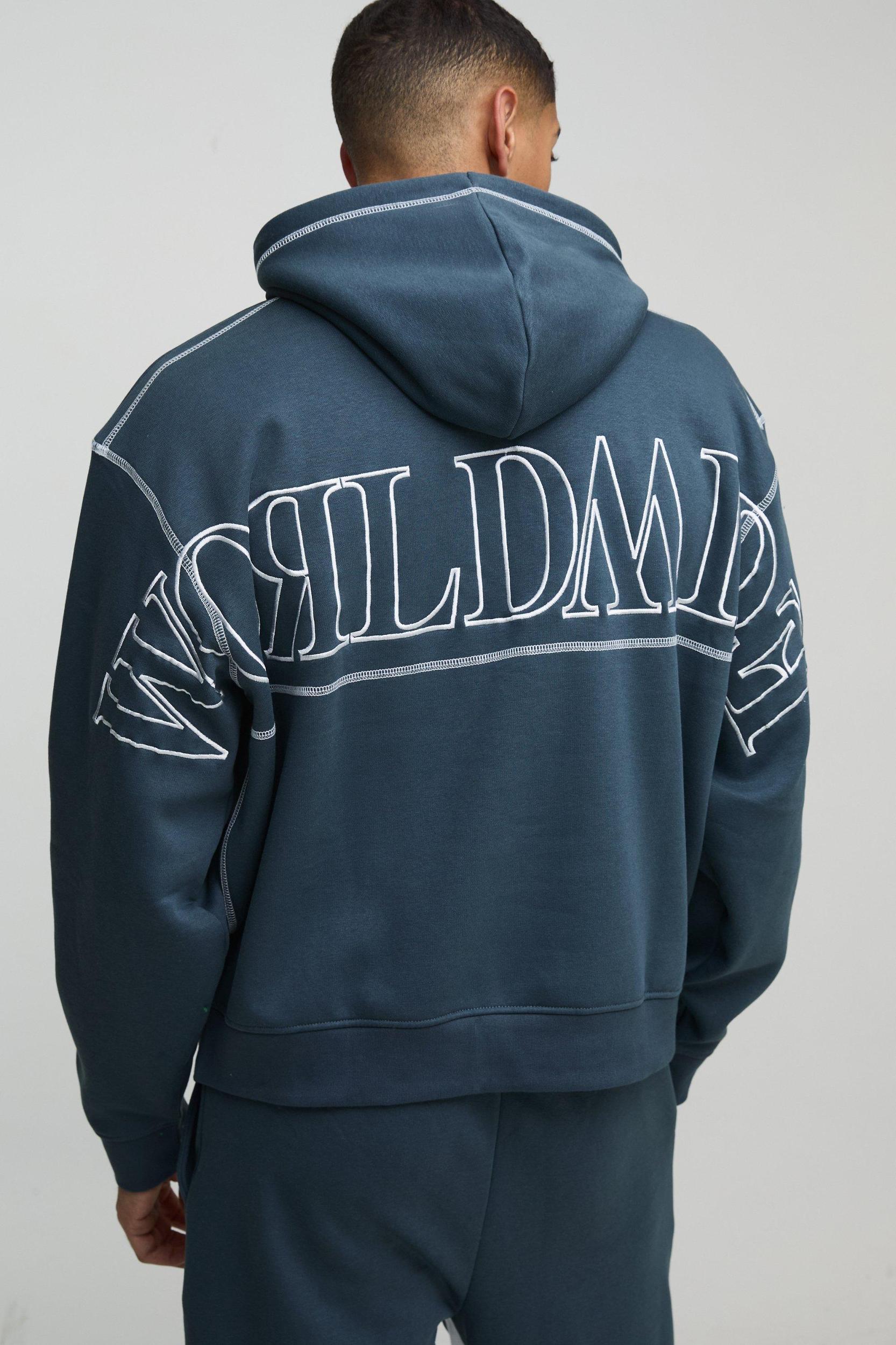 Oversized Worldwide Contrast Stitch Gusset Tracksuit | boohooMAN USA Product Image