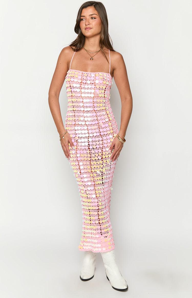Glance Pink Sequin Strapless Maxi Dress Baby Product Image