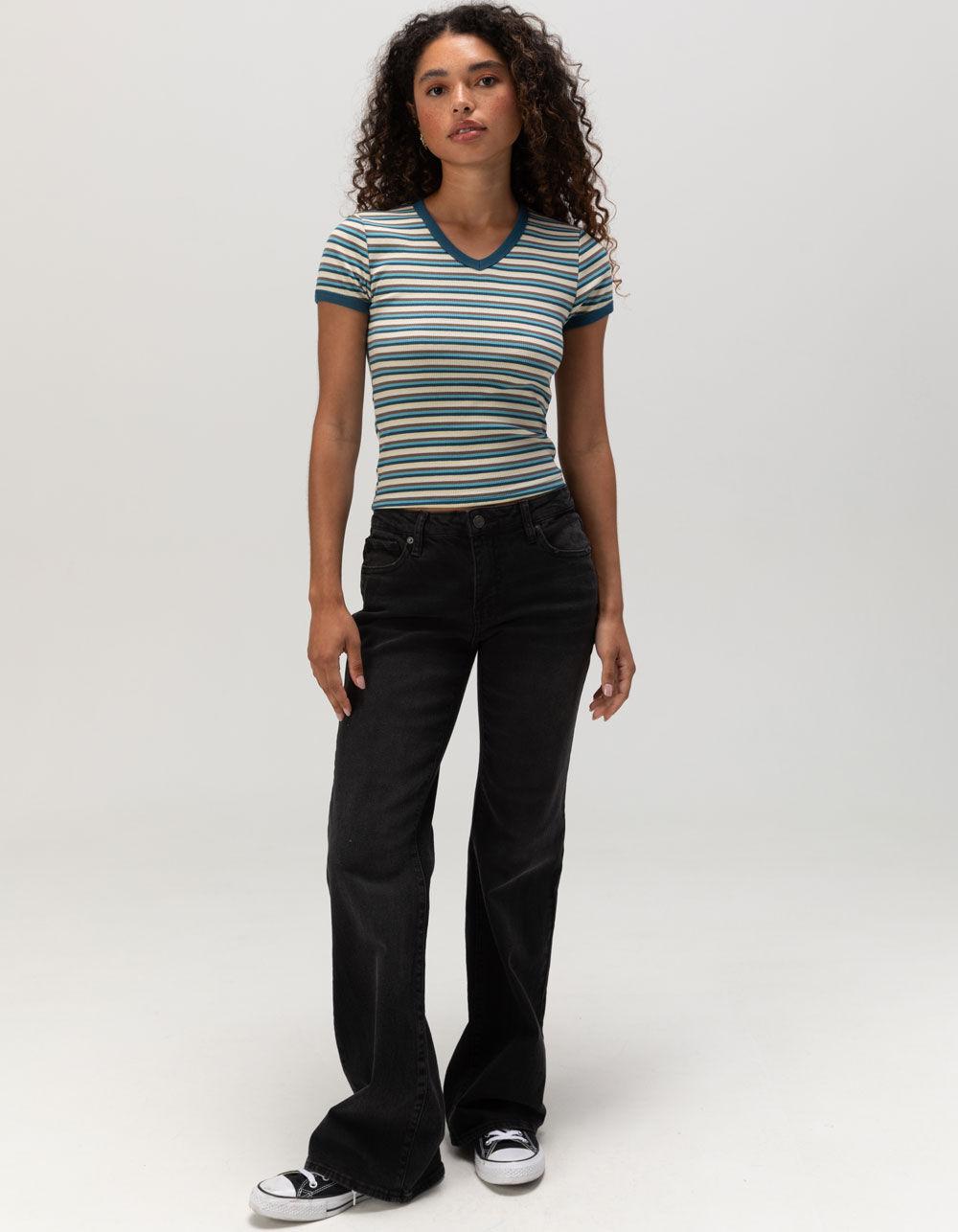 FULL TILT V-Neck Womens Baby Tee - BLUE Product Image