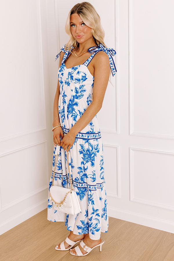 Venetian Dreams Floral Midi Dress in Blue Product Image