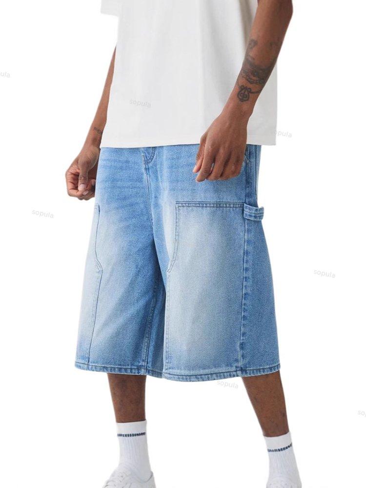 Men's Casual Solid Denim Shorts Product Image