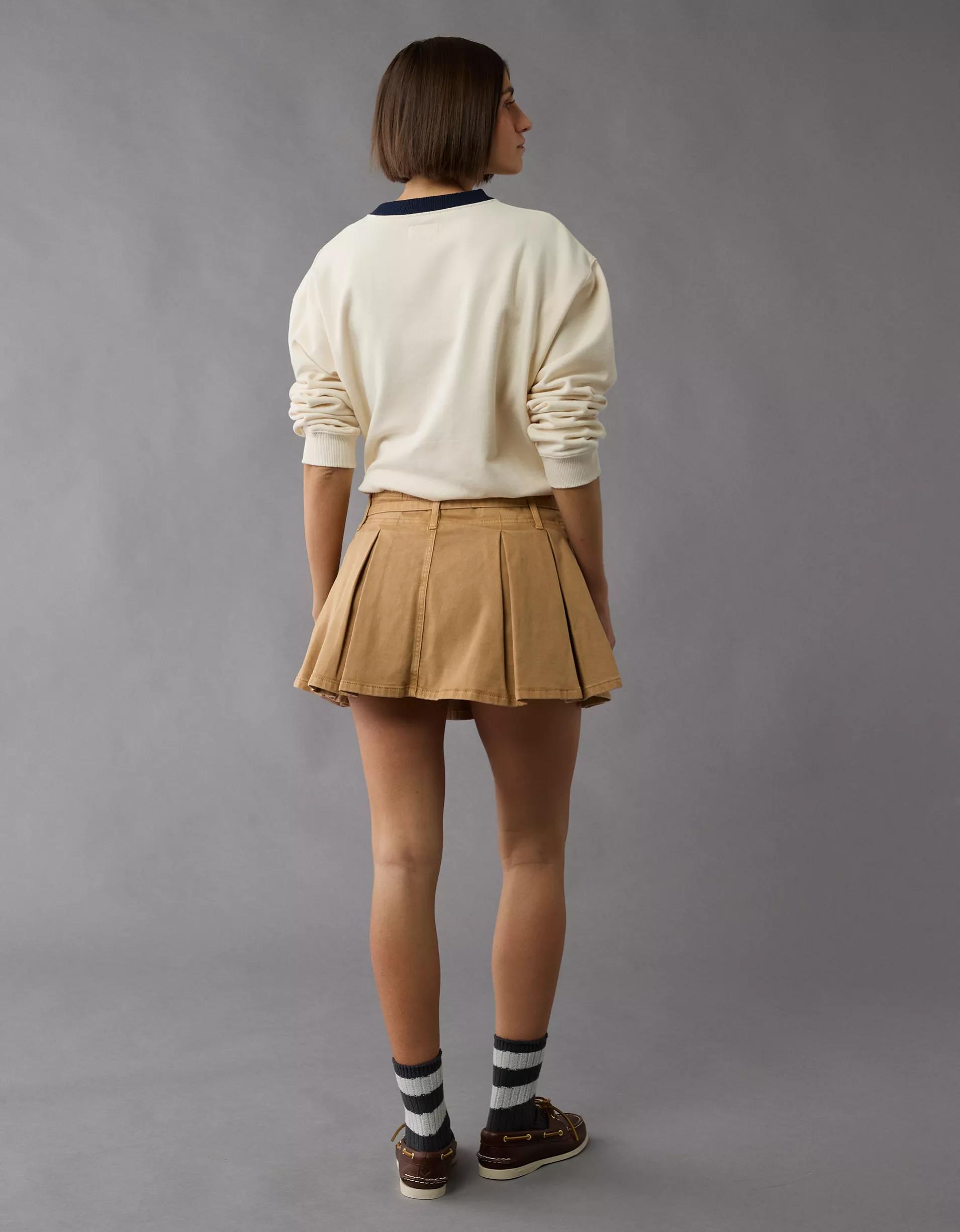 AE Stretch Mid-Rise Pleated Mini Skort Product Image