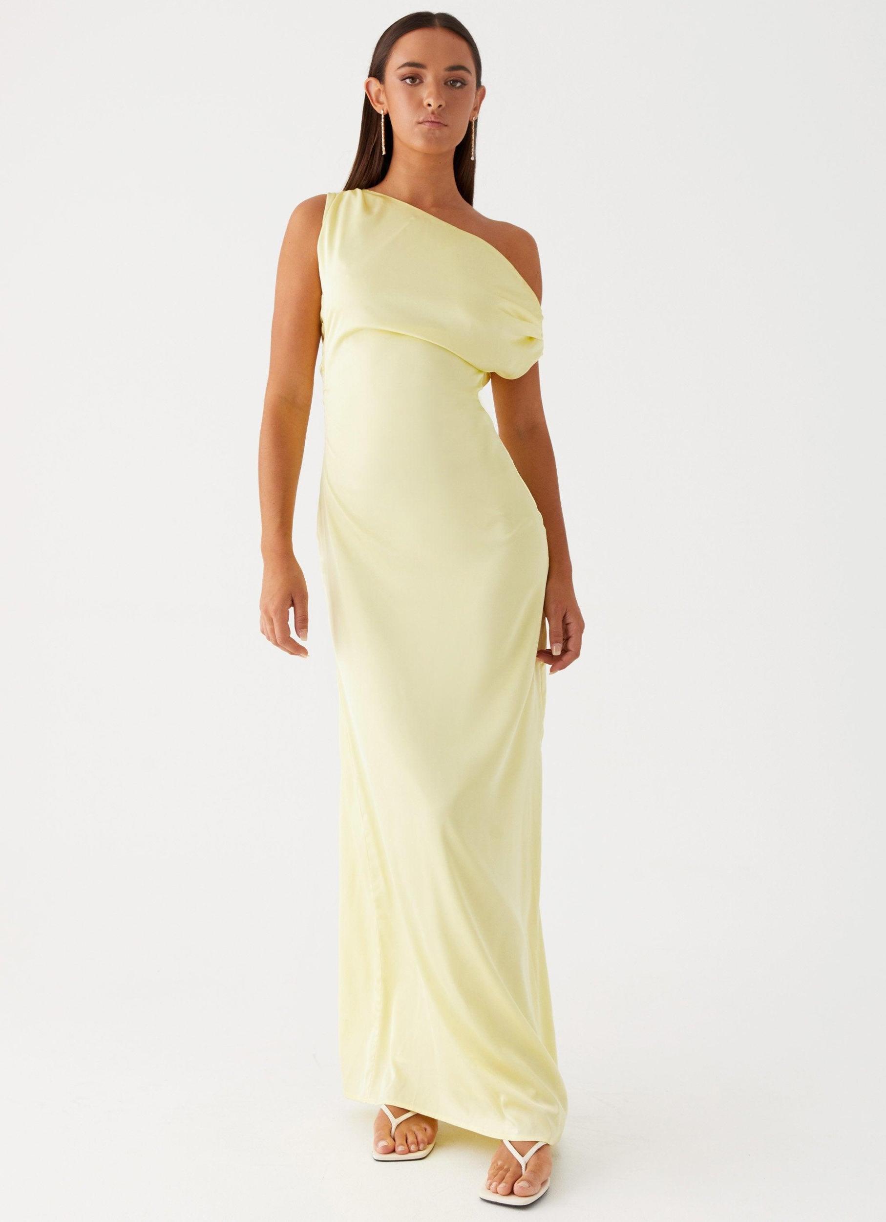 Heart Of Glass Satin Maxi Dress - Yellow Product Image