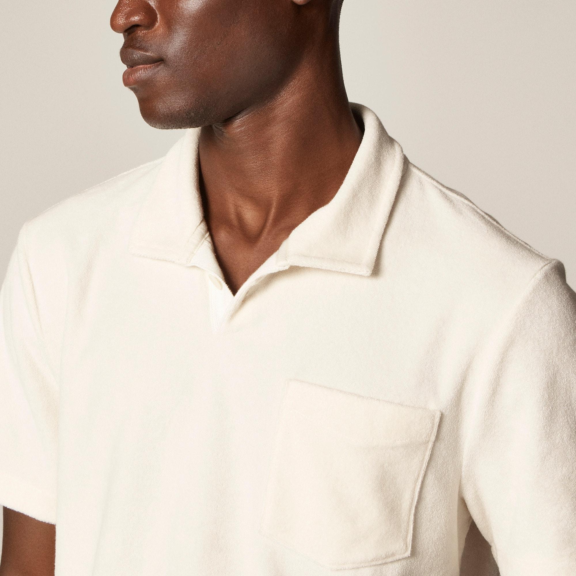 Terry cloth johnny-collar polo shirt Product Image