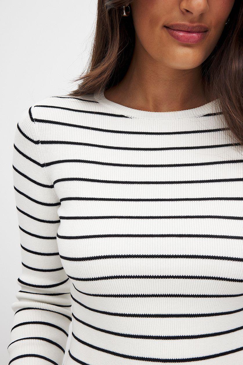 Ribbed Knitted Round Neck Top Product Image