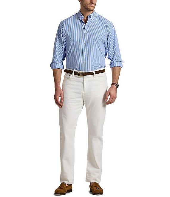 Polo Ralph Lauren Big & Tall Striped Stretch Poplin Long Sleeve Woven Shirt Product Image