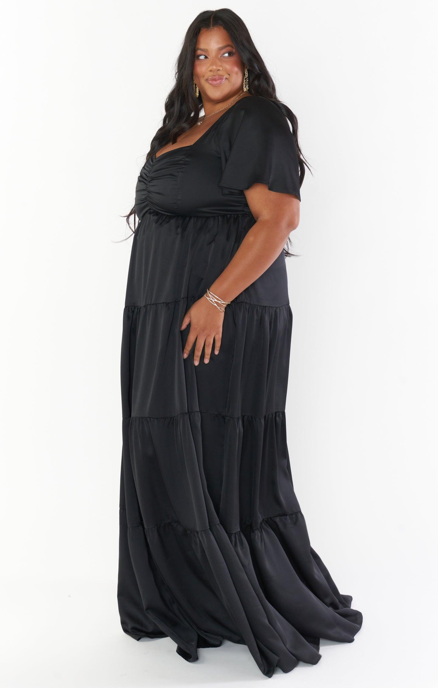 Nicole Maxi Dress ~ Black Luxe Satin Product Image