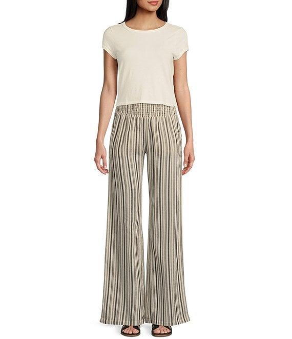 Billabong New Waves High Rise Smocked Striped Pants Product Image