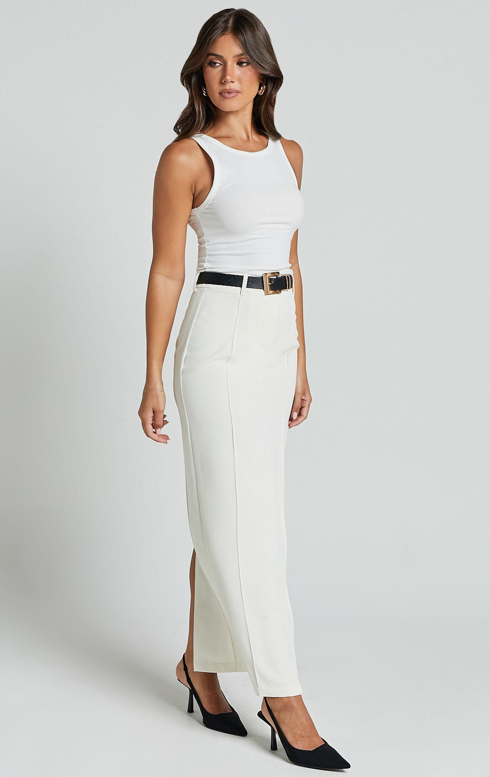 Stella Maxi Skirt - High Waisted Pencil Skirt in Stone Product Image