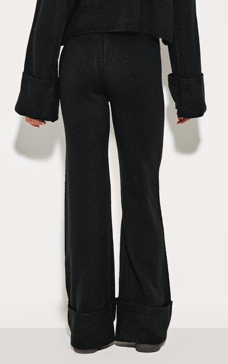 Black Turn Up Hem Knit Pants Product Image