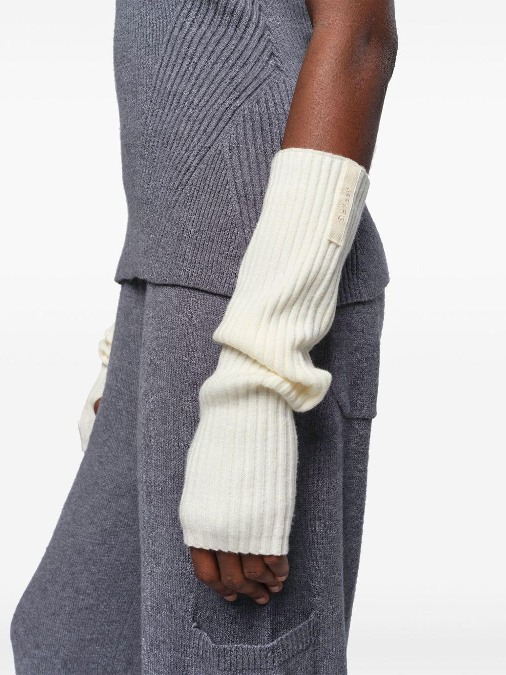 ribbed-knit fingerless gloves Product Image