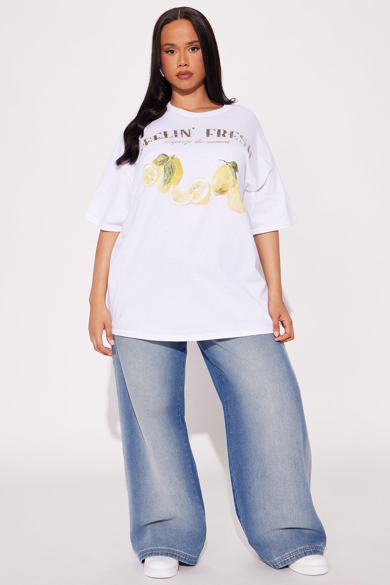 Feeling Fresh Lemonade Oversized Tee - White Product Image
