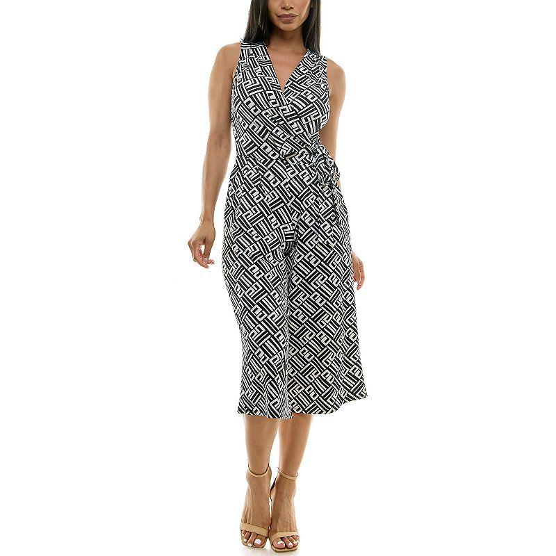 Women's Nina Leonard Print Surplice Wide-Leg Jumpsuit,  Product Image