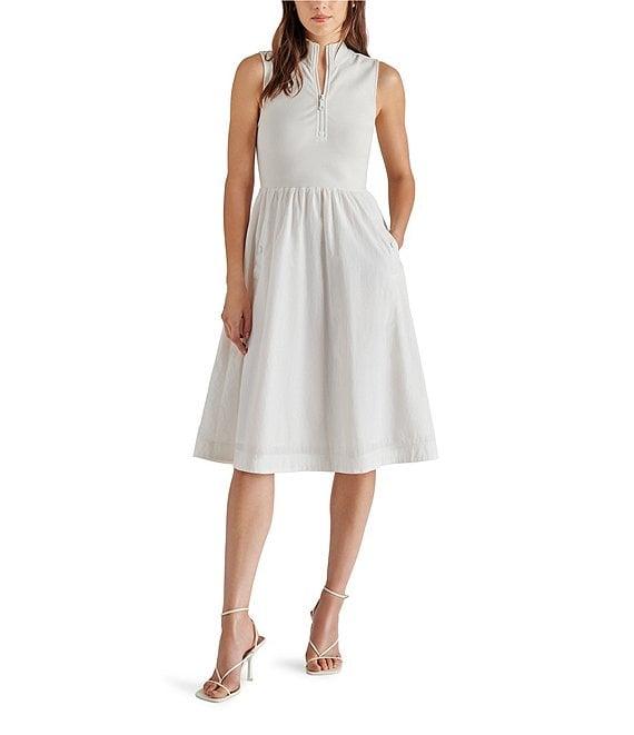 Steve Madden Berlin Mock Neck Half Zip Sleeveless Midi Dress Product Image