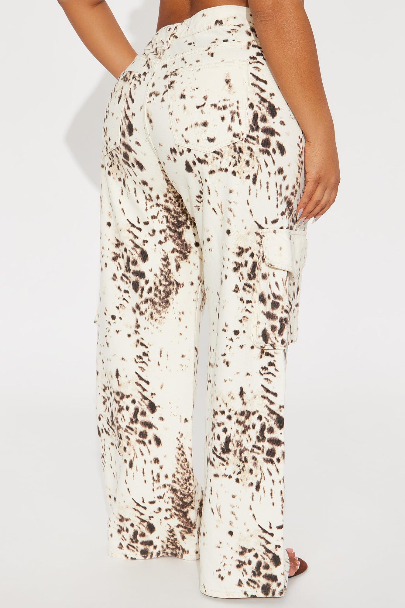 Jamie Printed Wide Leg Cargo Pant - Cream/combo Product Image