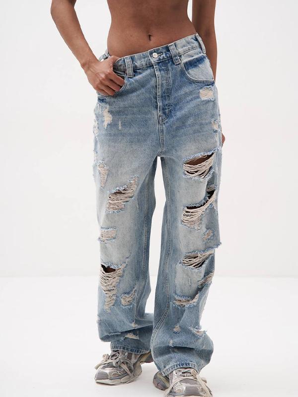 Distressed Holey Versatile Ripped Jeans Product Image