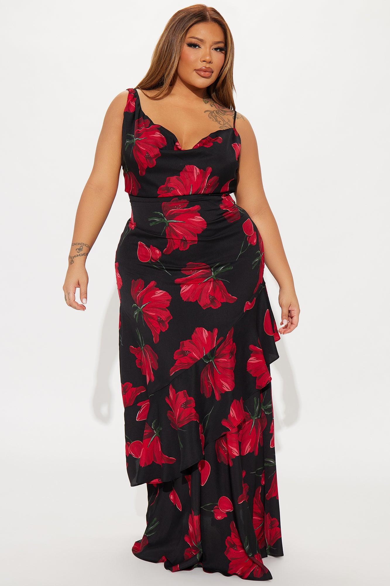 Positano Floral Chiffon Maxi Dress - Black/combo Product Image