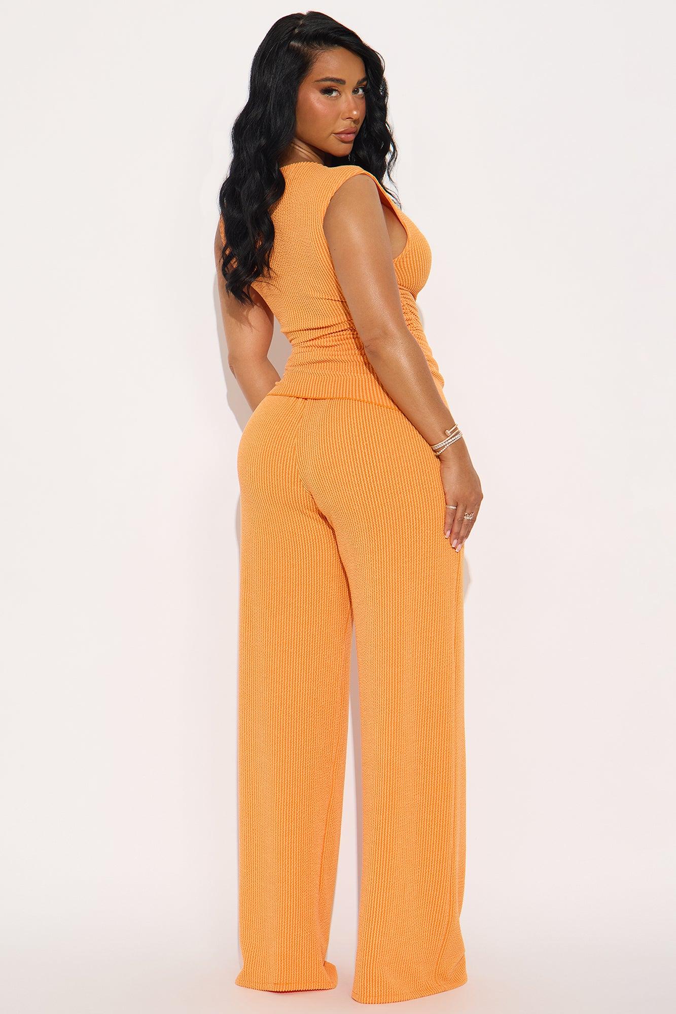 Amaya Ribbed Pant Set - Orange Female Product Image