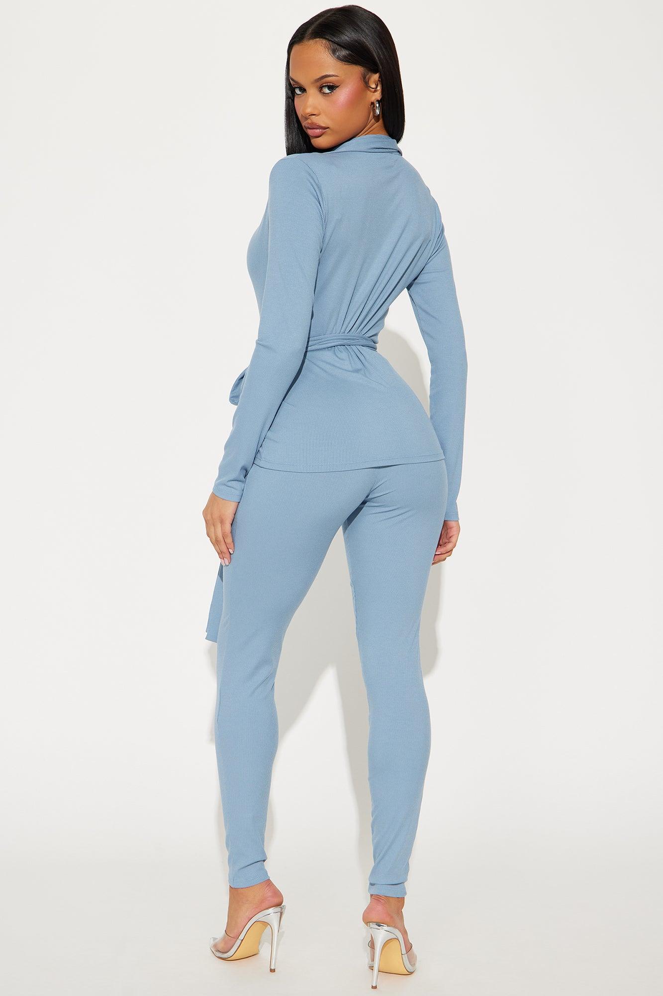 Cindy Wrap Top And Legging Set - Denim Product Image