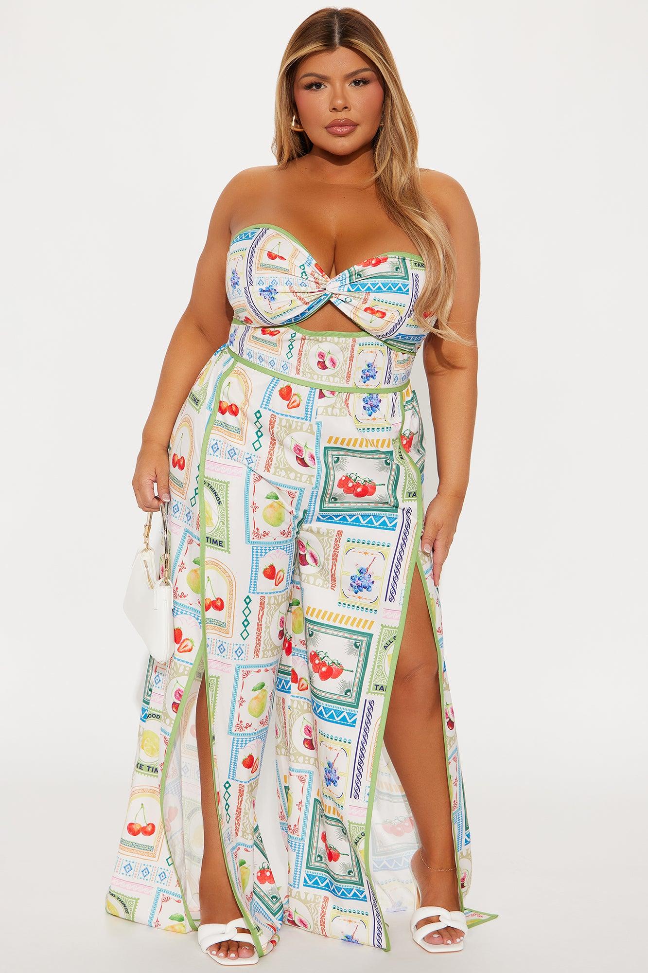 Savannah High Slit Jumpsuit - White/combo Product Image