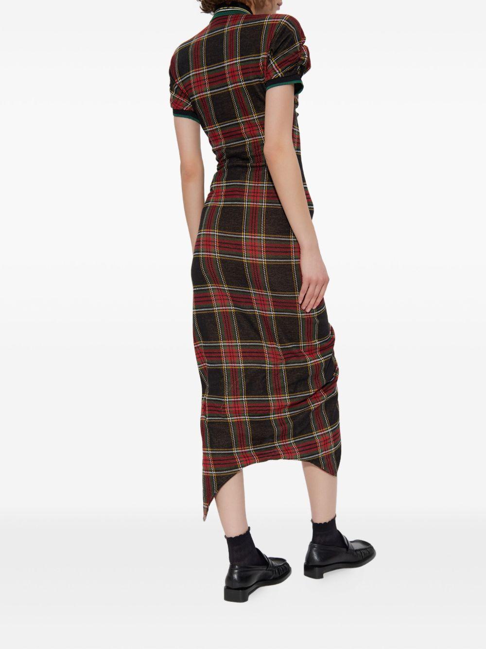 plaid puff-sleeve dress Product Image
