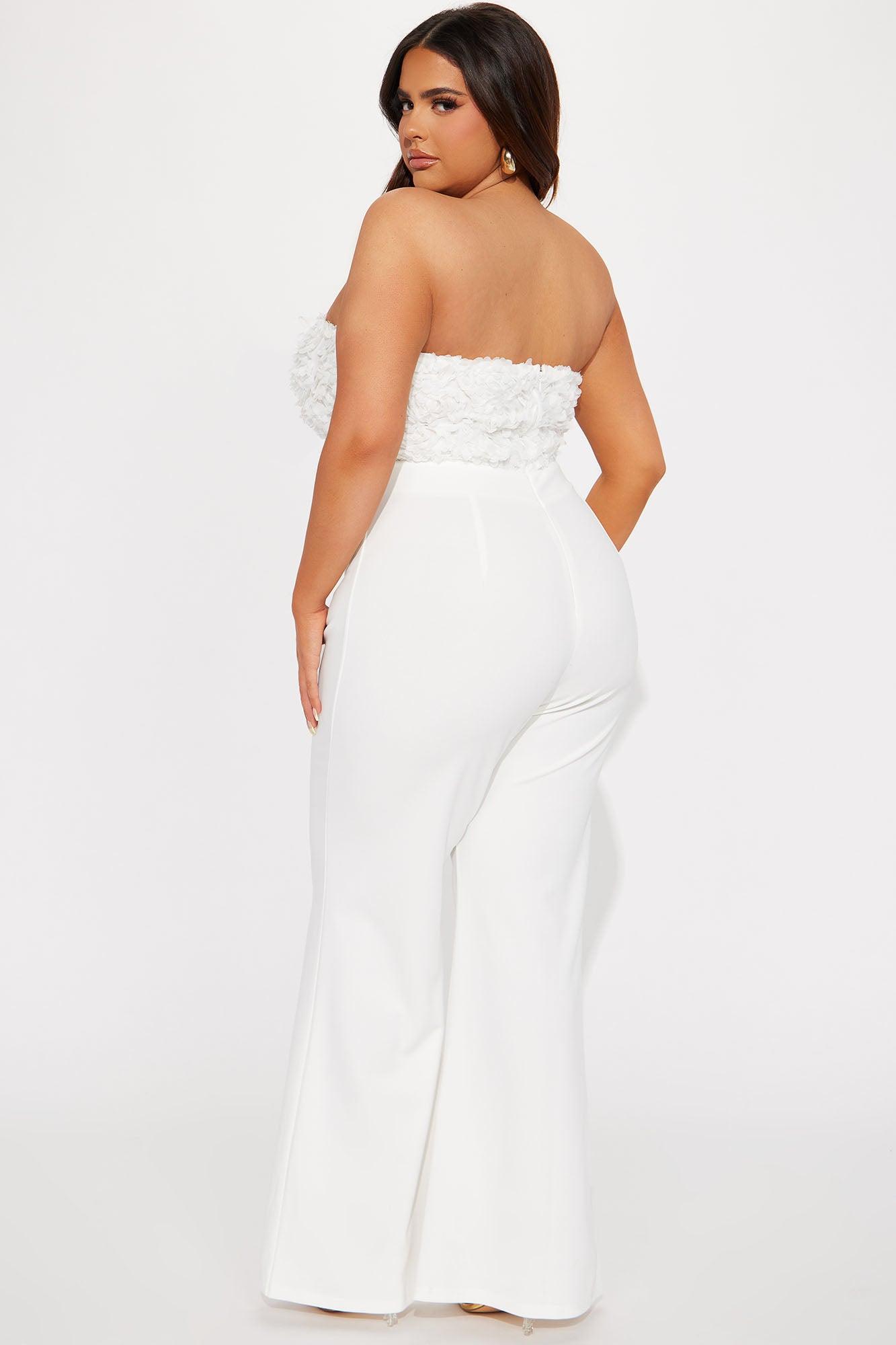 Diana 3D Floral Jumpsuit - White Product Image