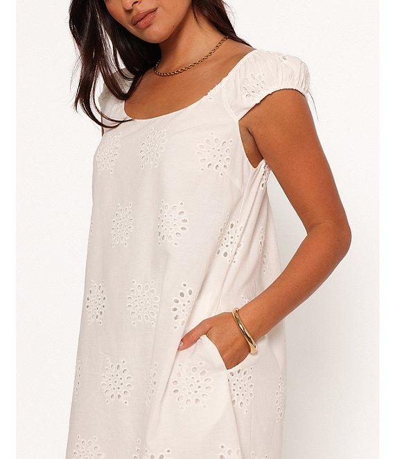 Petal & Pup Pammy Round Neckline Cap Sleeve Scallop Hemline Mini Dress Product Image