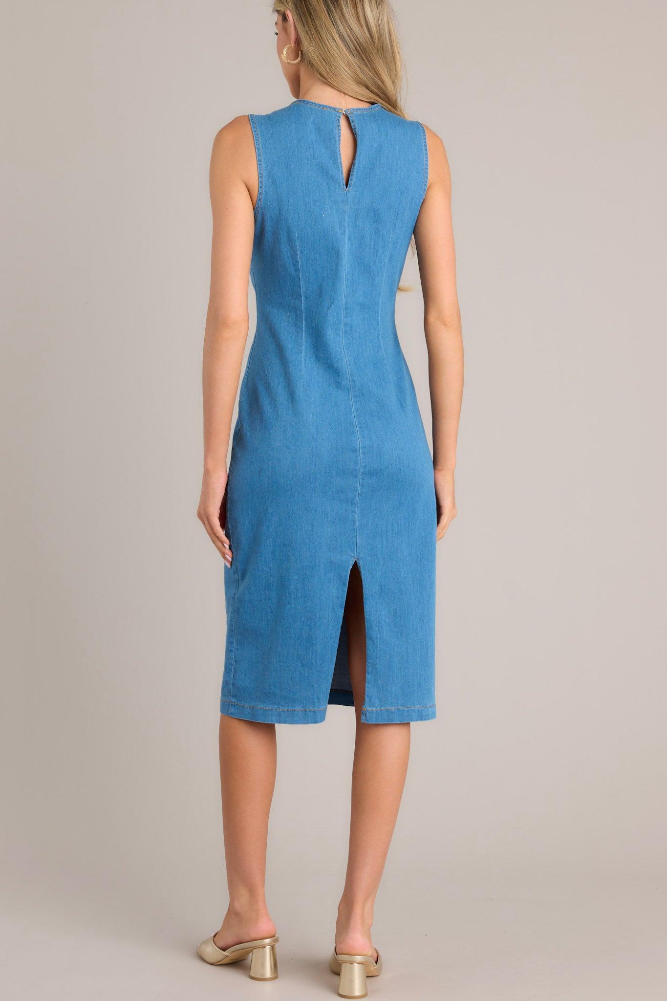 Unfolding Chapter Medium Wash Chambray Midi Dress Product Image