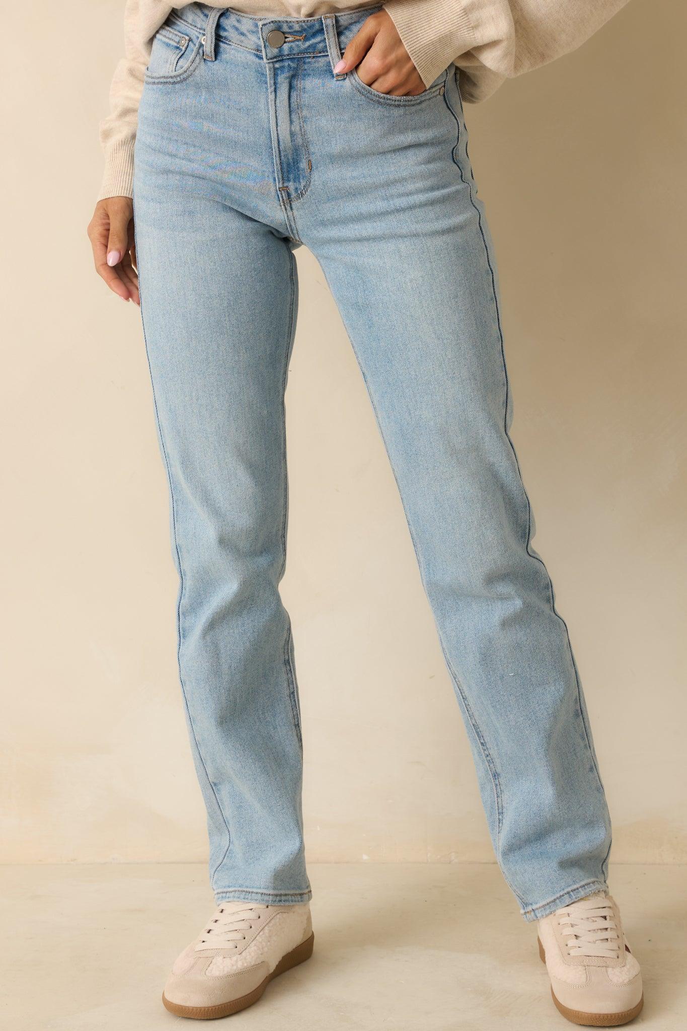 Dusk Enchantment Light Wash Straight Leg Jeans Product Image