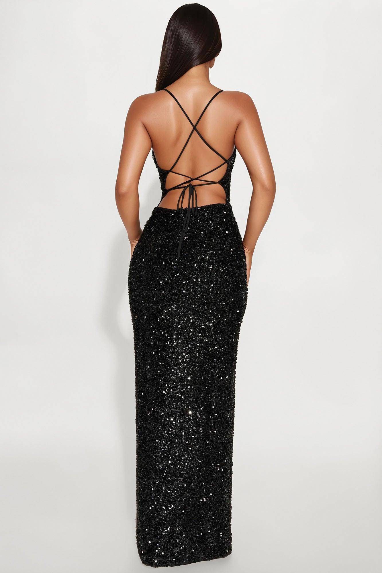 Wild Soul Sequin Maxi Dress - Black Product Image