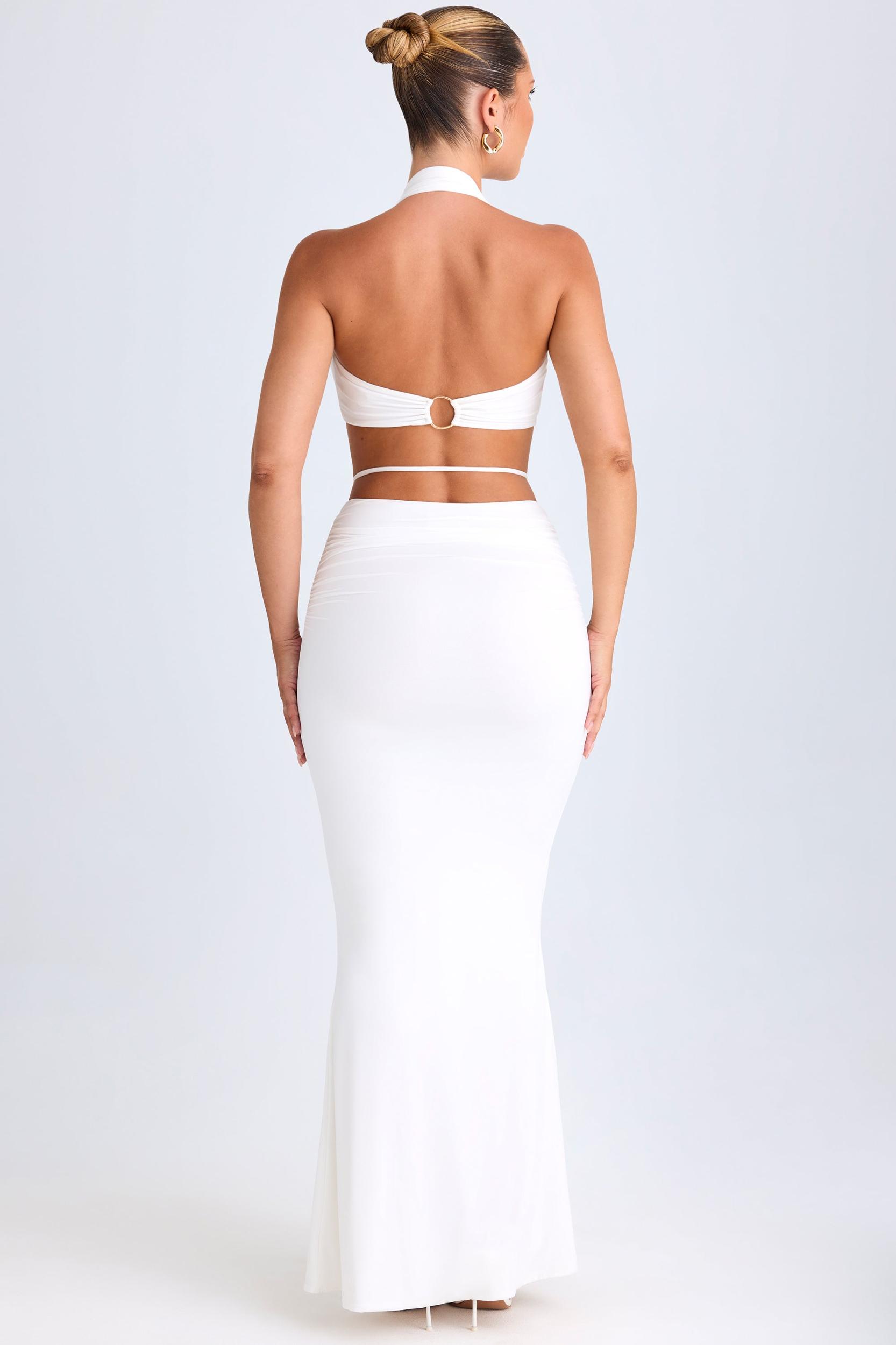 Hardware-Detail Mid-Rise Maxi Skirt in White Female Product Image