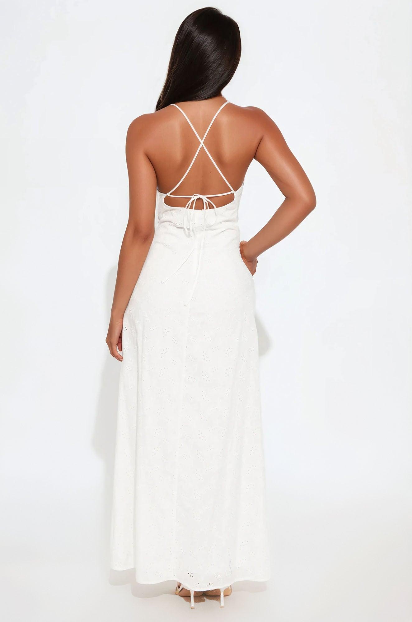 Kelly Eyelet Maxi Dress - White Product Image