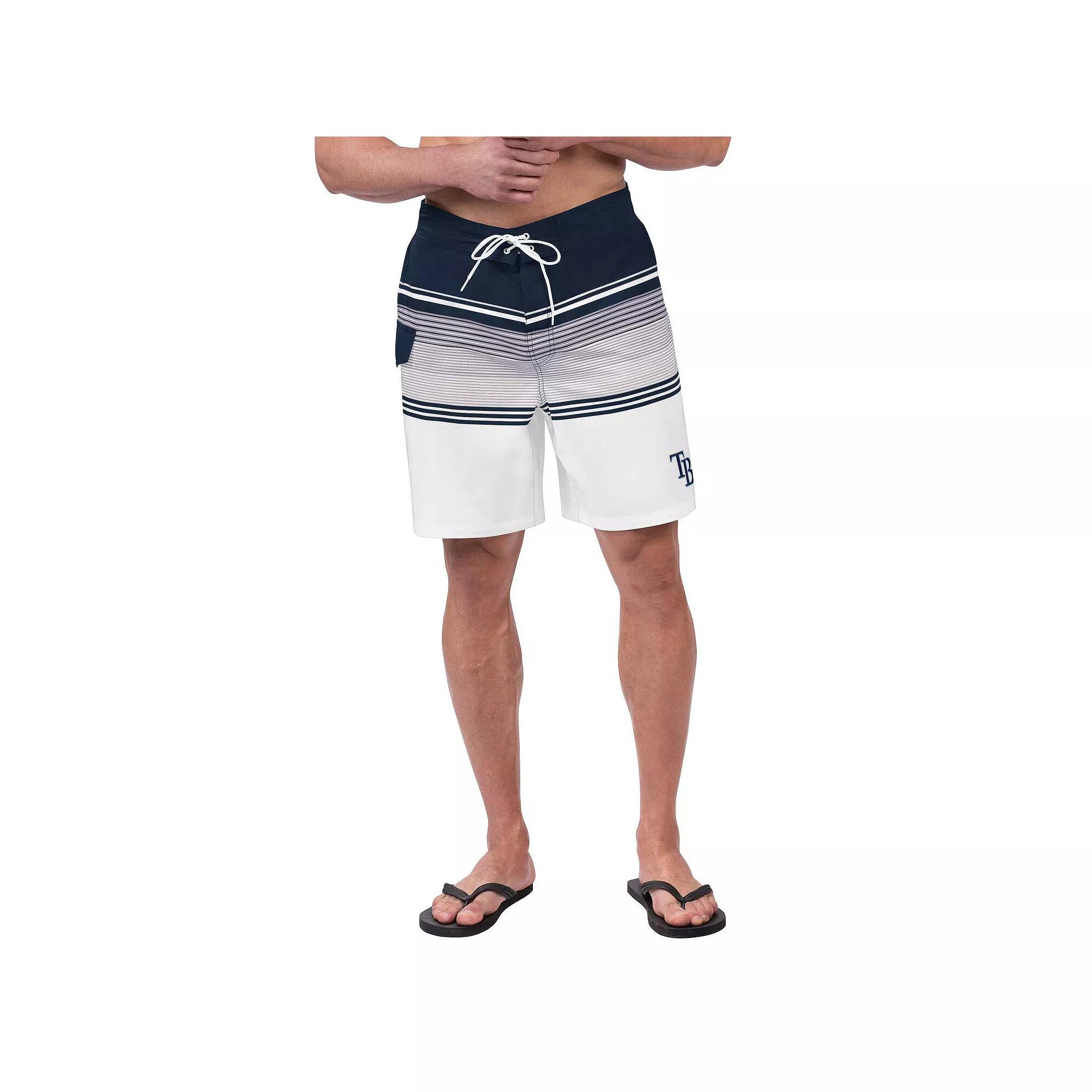 Men's G-III Sports by Carl Banks Navy/White Cleveland Guardians Jump Shot Volley Board Shorts,  Product Image