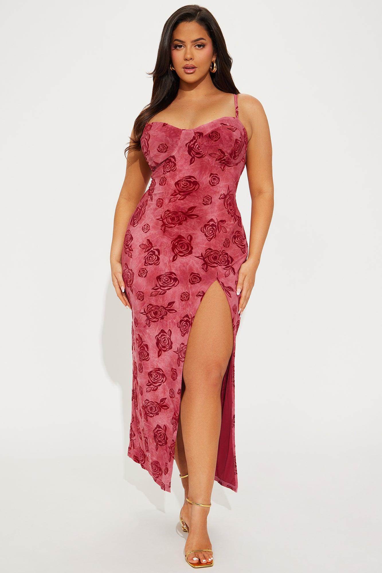 Claire Burnout Velvet Maxi Dress - Mauve Product Image