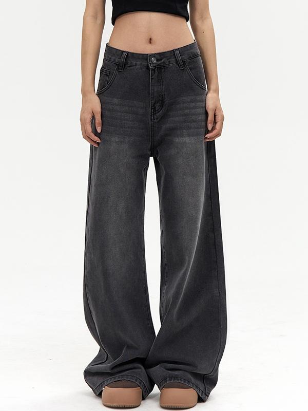 Retro Washed Distressed Boyfriend Jeans Product Image