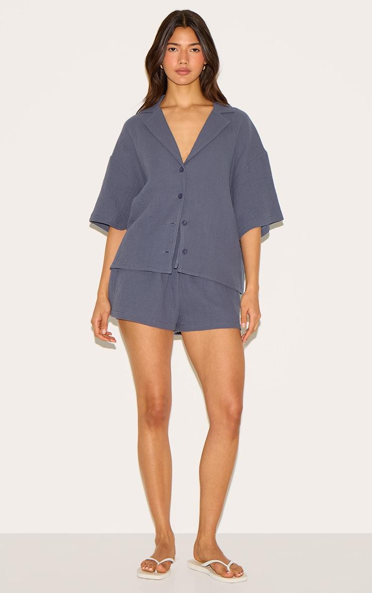 Charcoal Woven  Short Sleeve Shirt Product Image