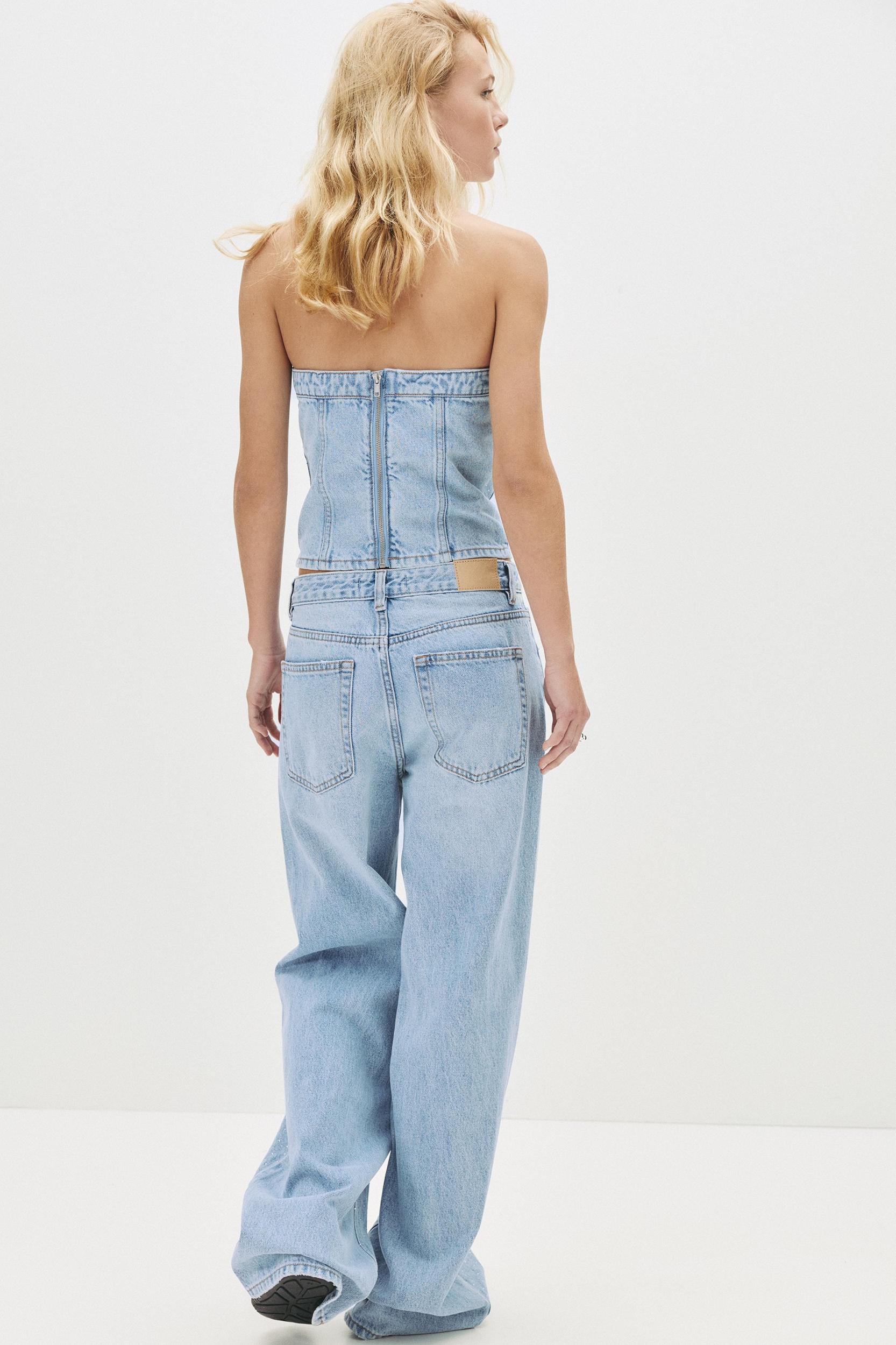 Straight-leg shimmery baggy jeans Product Image