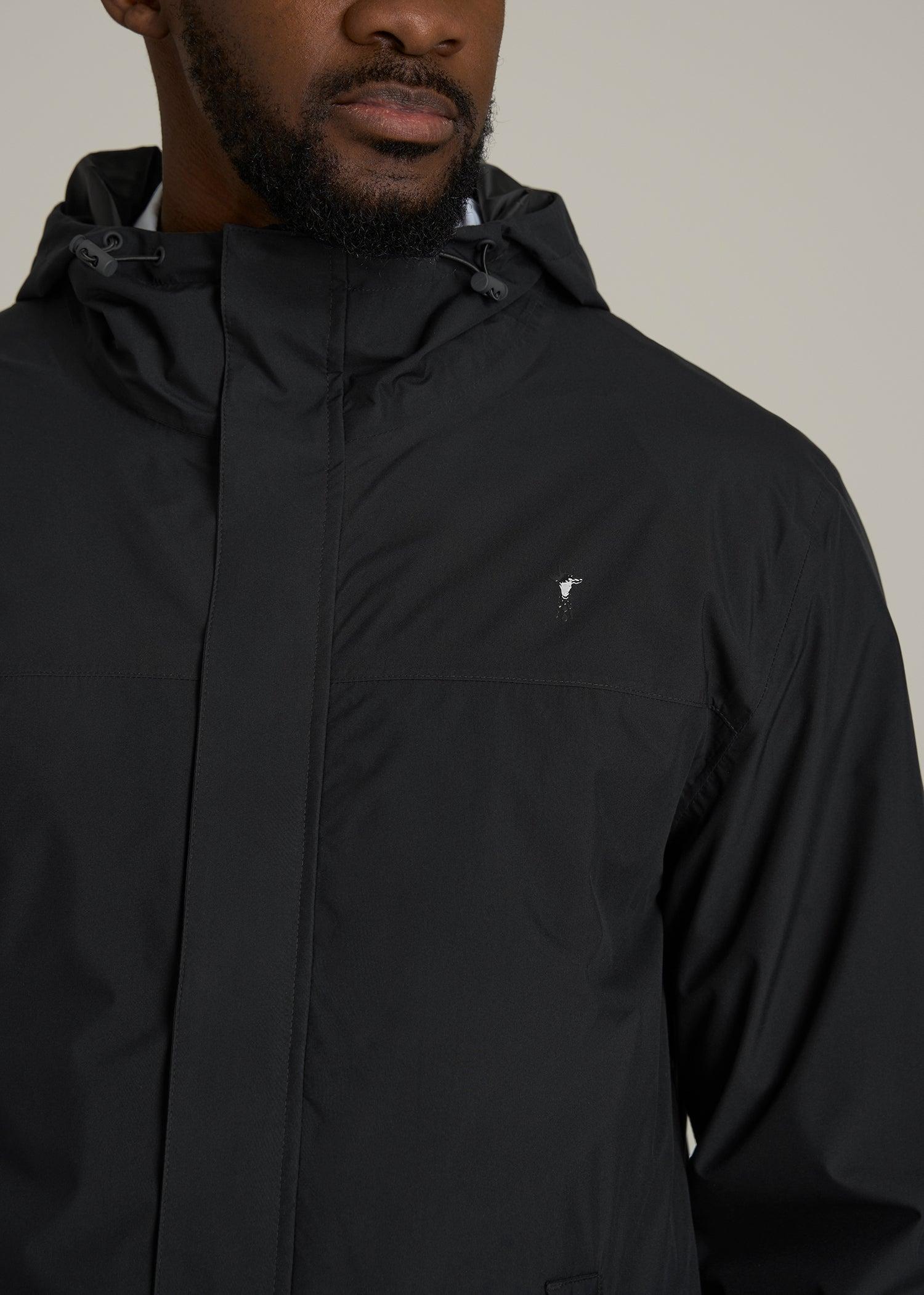Lightweight Rain Jacket for Tall Men in Black Male Product Image